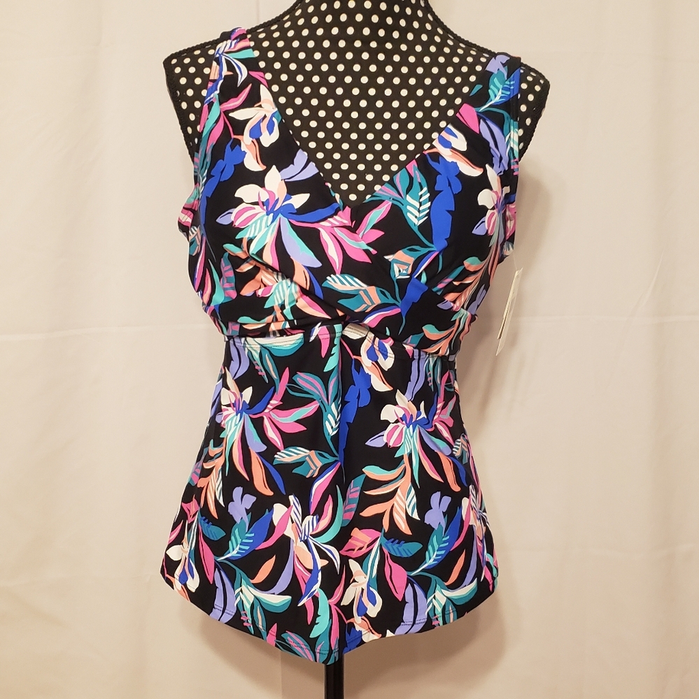 Swimsuit Top Leilani Floral Black, Multicolored